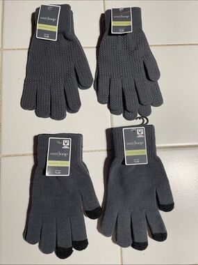 west loop Men’s Charcoal Gray Knit Grip and Touchscreen Gloves - 4 Pairs